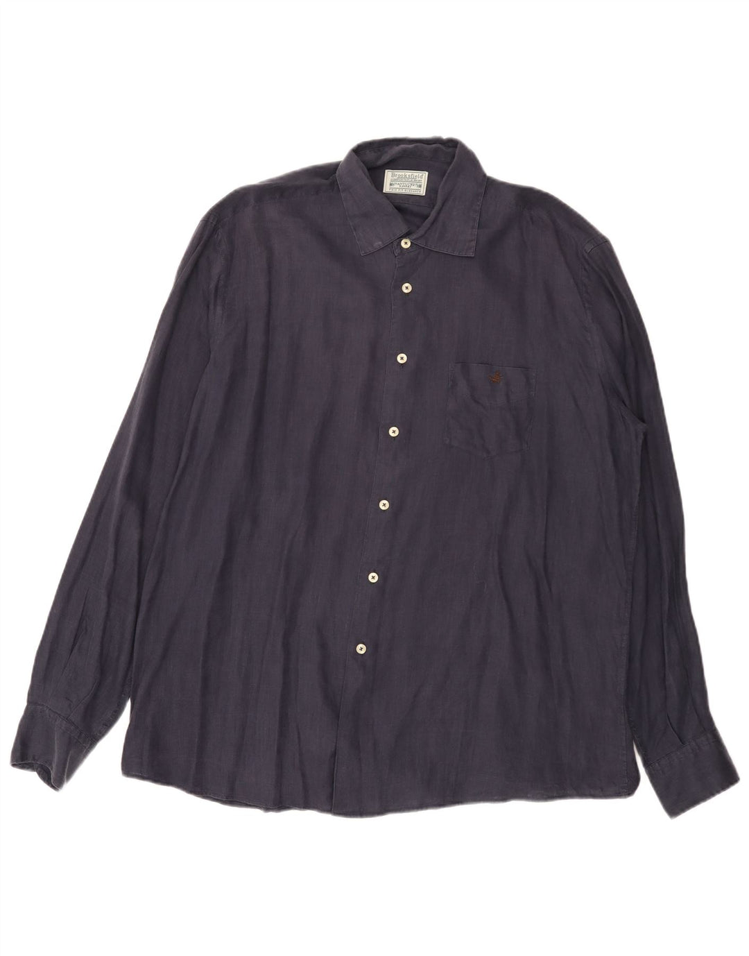 Camisa Brooksfield para hombre talla 43 grande lino azul marino
