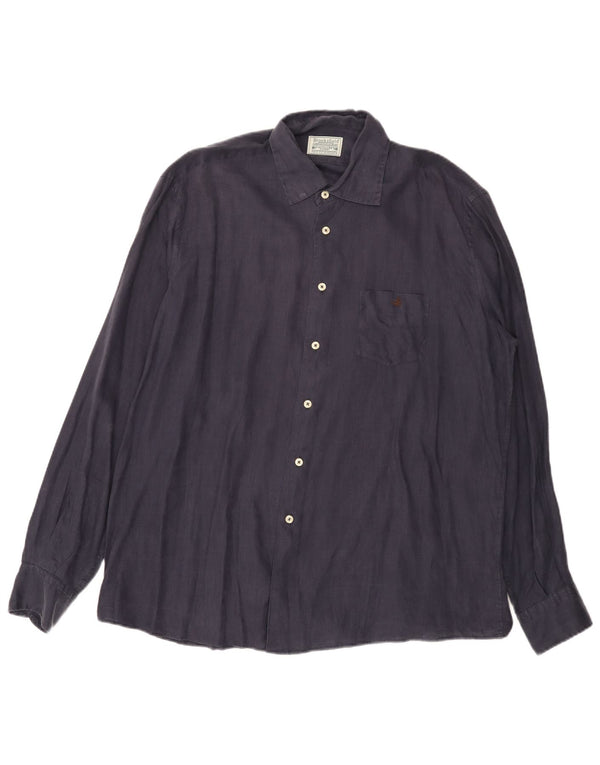 Camisa Brooksfield para hombre talla 43 grande lino azul marino