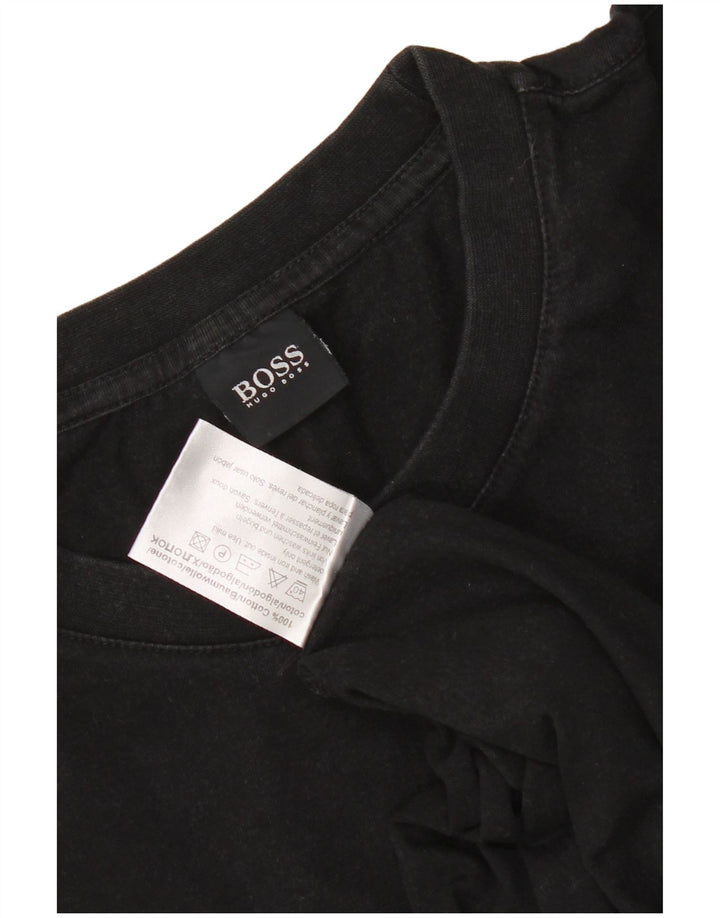 Hugo Boss Hombre Camiseta Top Grande Algodón Negro