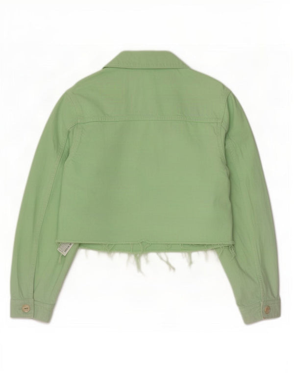 Zara Mujer Crop Denim Chaqueta UK 46 Grande Algodón Verde