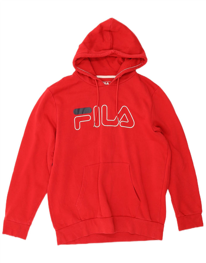 Fila - Sudadera con capucha para hombre, diseño gráfico, talla grande, algodón rojo