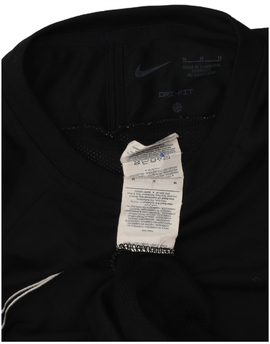 Camiseta Nike Dri Fit para hombre Top medio negro color block Poliéster