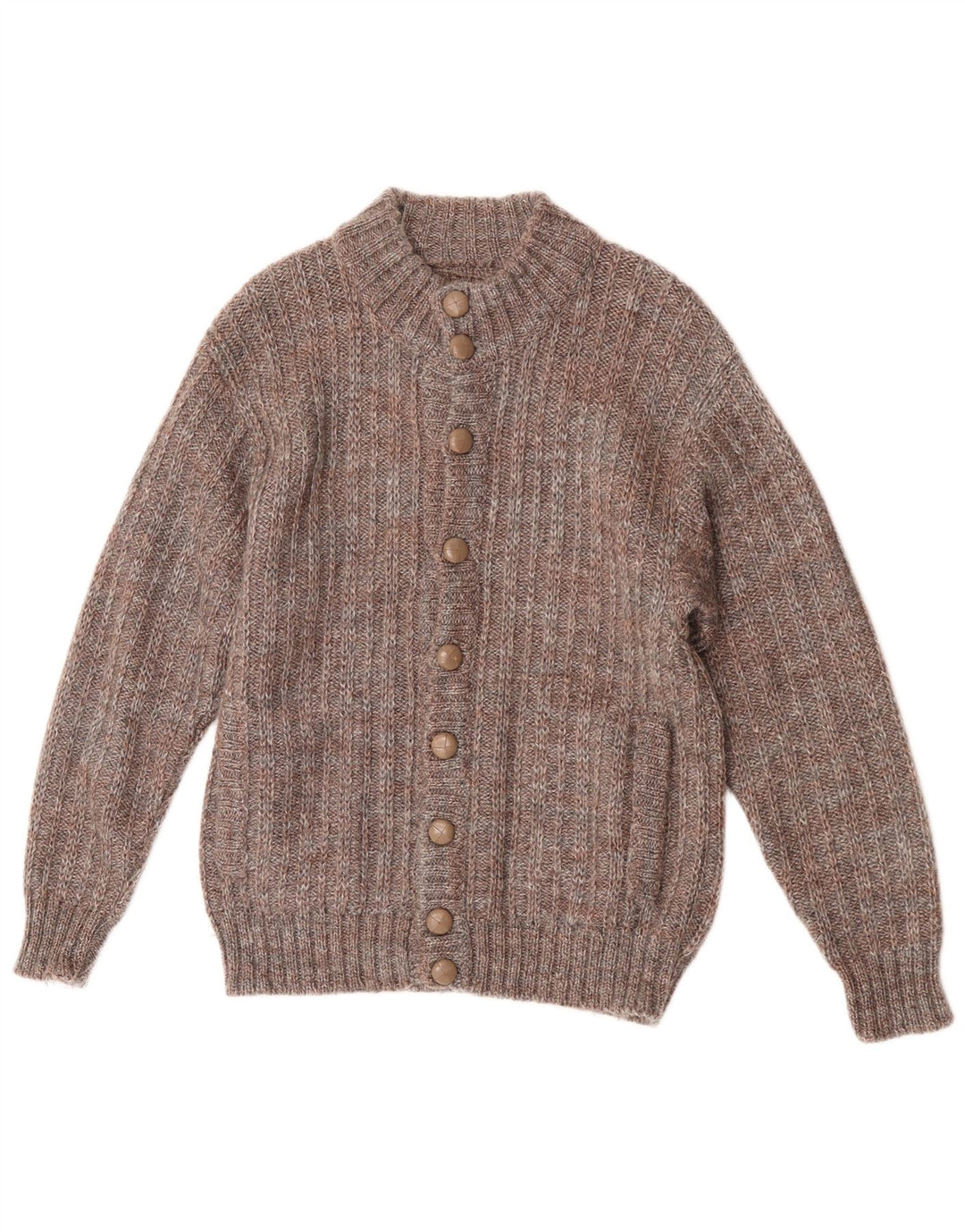 Vintage hombres Cardigan suéter pequeño marrón