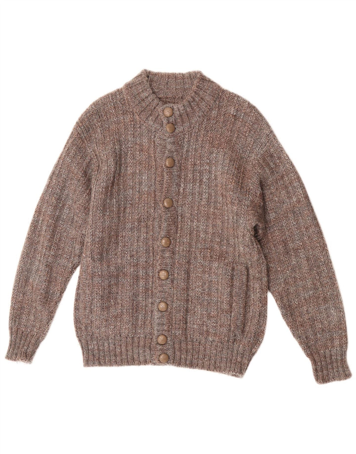 Vintage hombres Cardigan suéter pequeño marrón