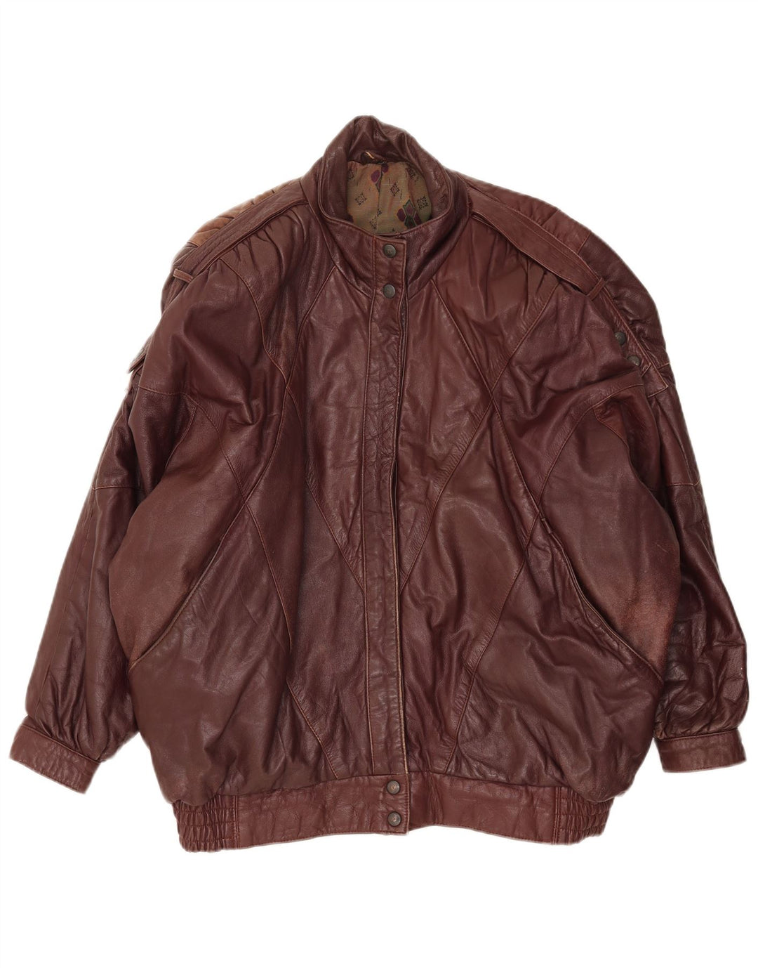 Vintage mujer chaqueta de cuero de gran tamaño EU 38 cuero marrón medio