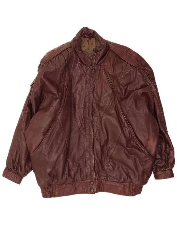 Vintage mujer chaqueta de cuero de gran tamaño EU 38 cuero marrón medio