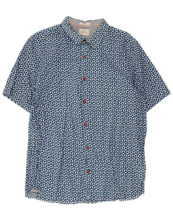 Camisa de corte clásico de manga corta para hombre de White Stuff de algodón con estampado floral en azul grande