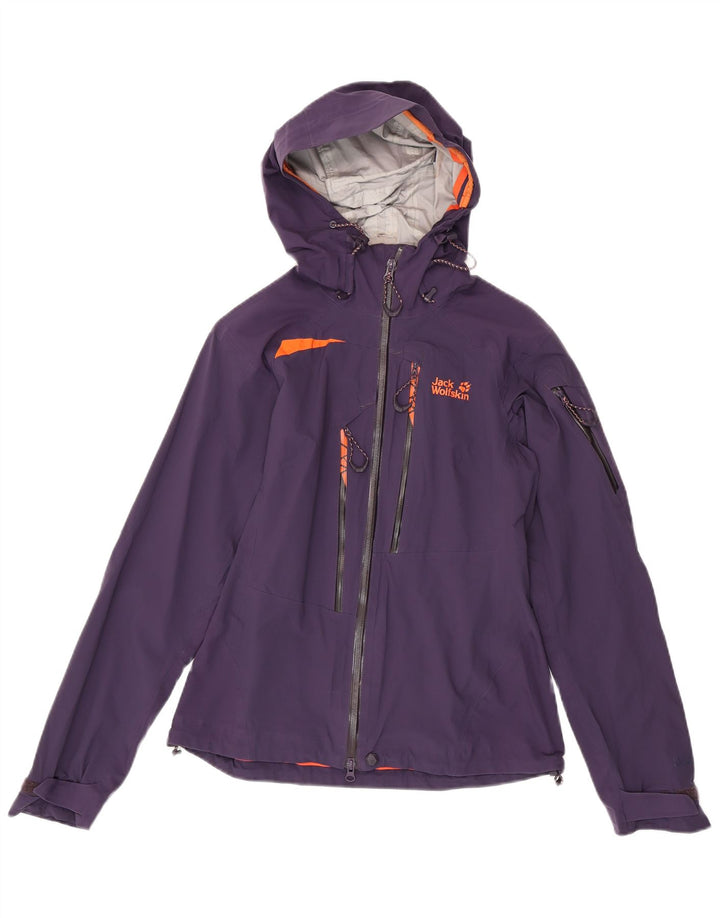 Jack Wolfskin Chaqueta impermeable con capucha para mujer UK 10 Small Púrpura Poliamida