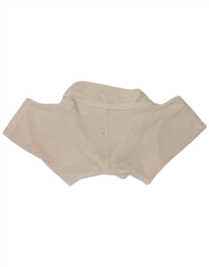 Vintage mujer frente corbata crop top Reino Unido 20 2XL viscosa blanca