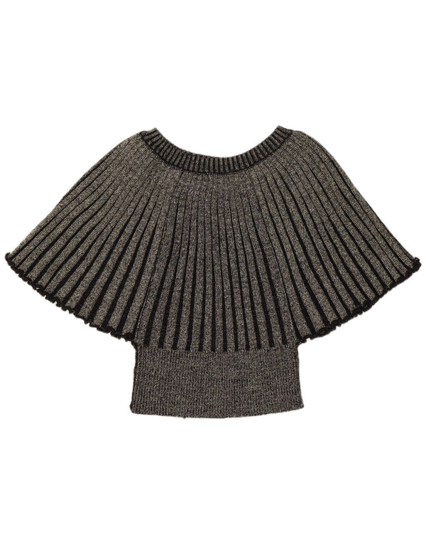 Vintage mujer crop Batwing blusa Top Reino Unido 8 pequeño oro moteado