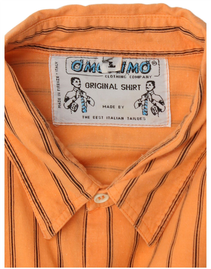 Vintage camisa para hombre grande naranja tela a rayas