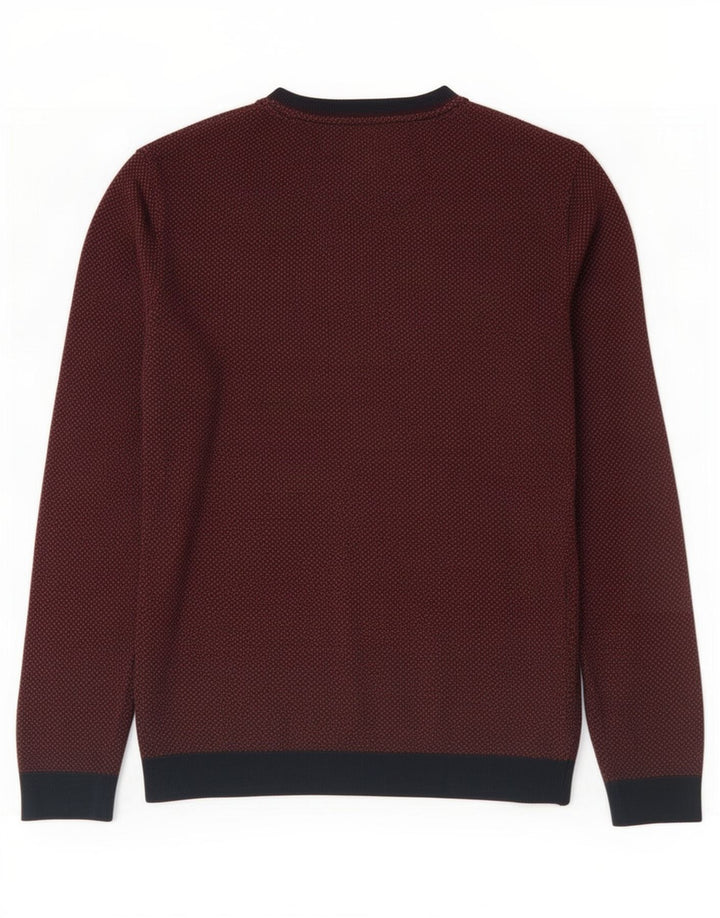 Ted Baker Suéter con cuello en V para hombre Talla 2 Pequeño Algodón geométrico marrón