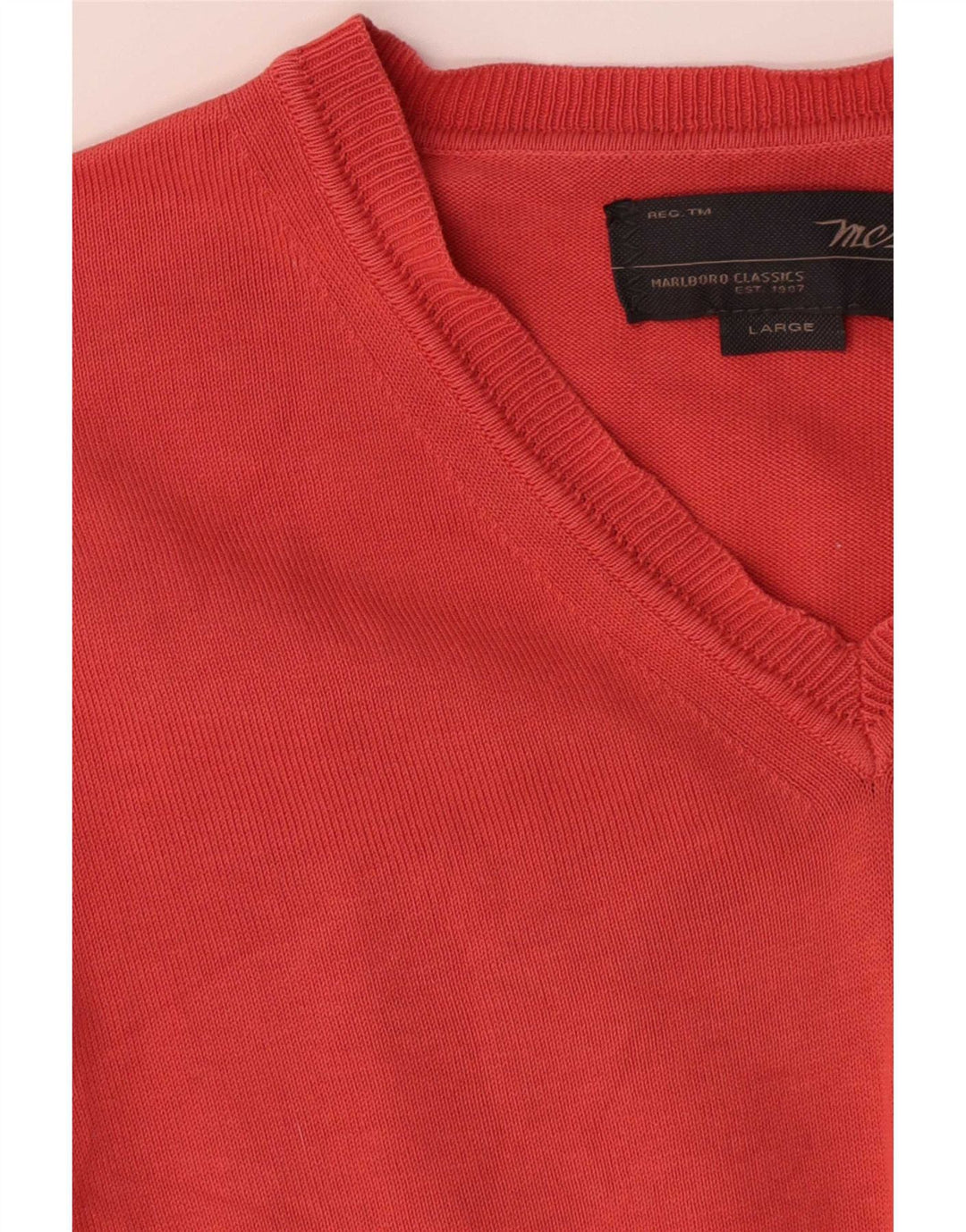 Marlboro Classics - Jersey con cuello en V para hombre, talla grande, algodón naranja