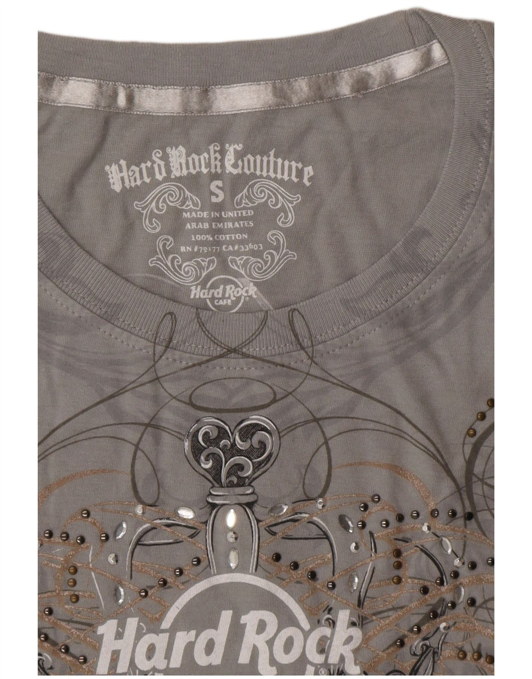 HARD ROCK CAFE Camiseta gráfica Venecia para mujer Top UK 10 Small Grey Cotton