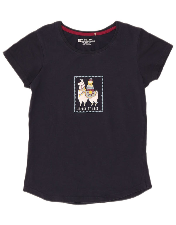 Mountain Warehouse Camiseta gráfica para mujer Top UK 8 Small Azul marino Algodón