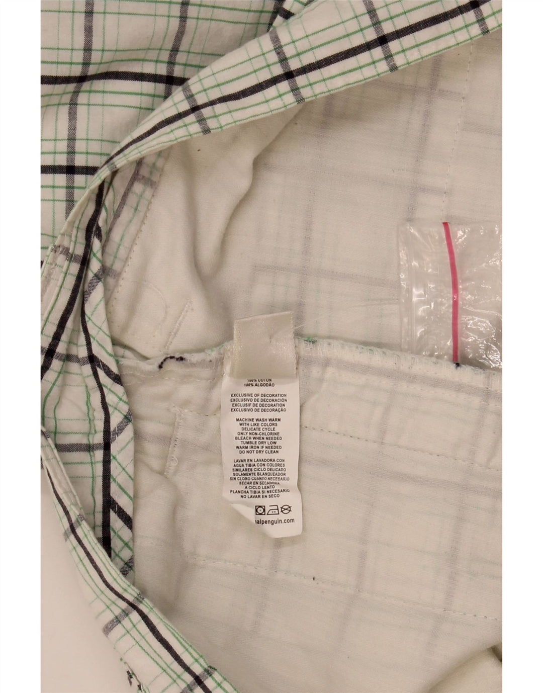 PENGUIN Pantalones cortos chinos para hombre W34 Algodón a cuadros blancos grandes
