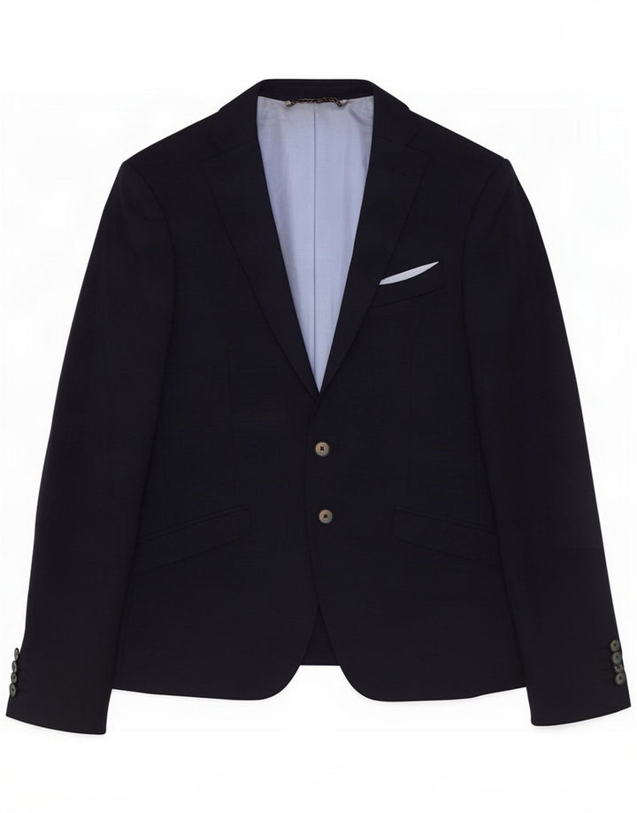 Chaqueta blazer de 2 botones Zara para hombre EU 44 XS Lana azul marino