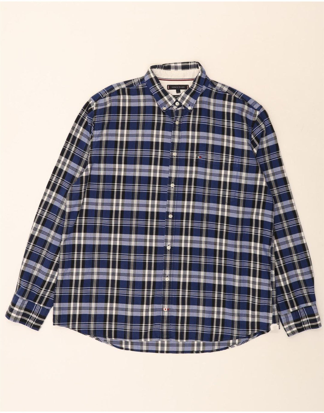 Tommy Hilfiger Camisa Regular Fit para Hombre 2XL Algodón A Cuadros Azul