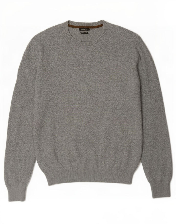 Massimo Dutti Jersey Cuello Redondo Hombre Large Gris Algodón