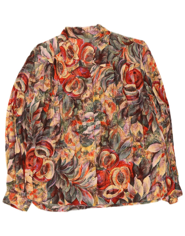 Vintage mujer camisa blusa Reino Unido 16 grande multicolor floral