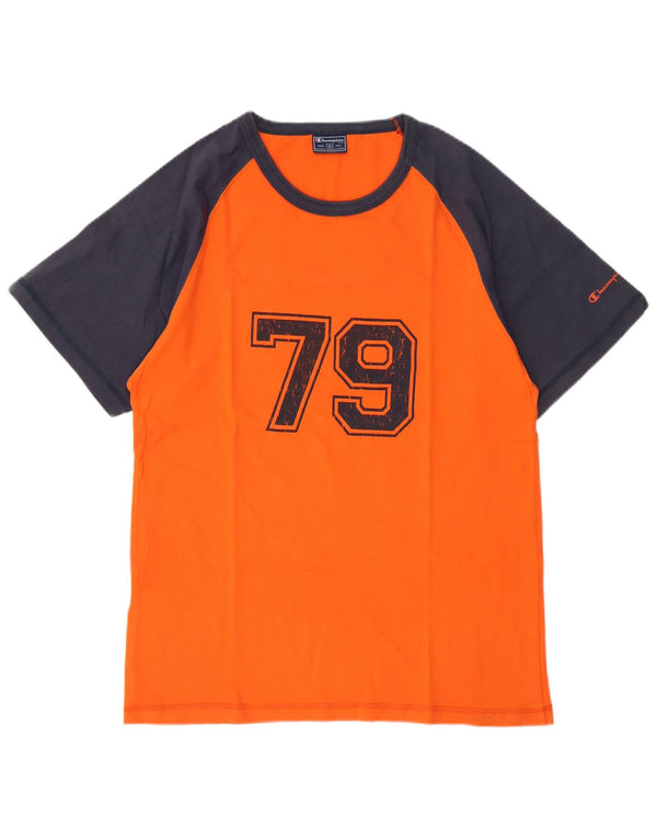 Champion Camiseta gráfica para hombre Top XL Naranja Colorblock Algodón