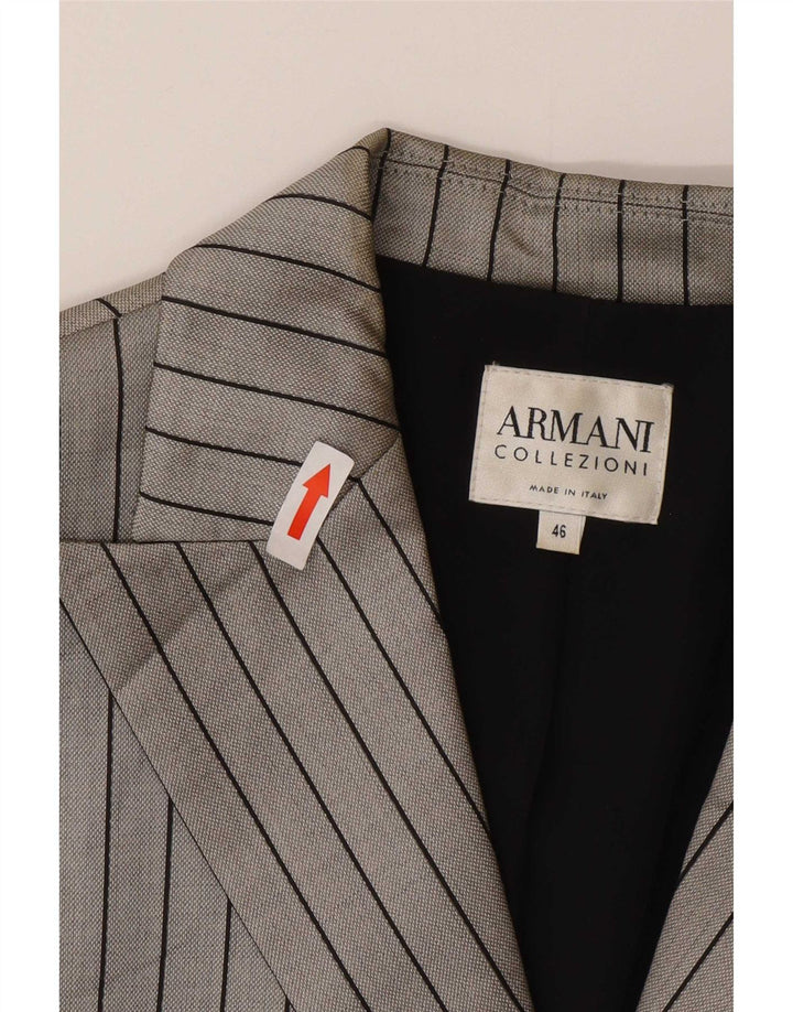 Armani Collezioni Chaqueta tipo blazer de 2 botones para mujer IT 46 Grande gris a rayas