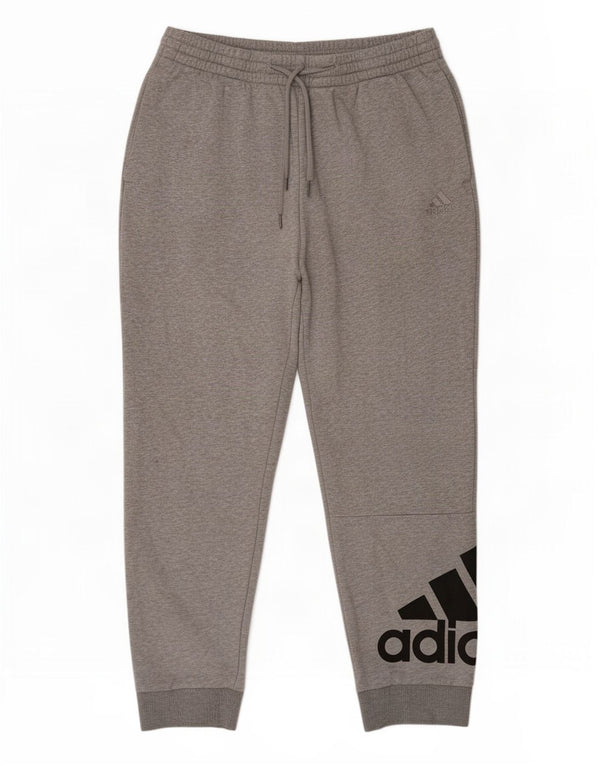 Adidas Mens Graphic Tracksuit Trousers Joggers XL Grey Flecked Cotton