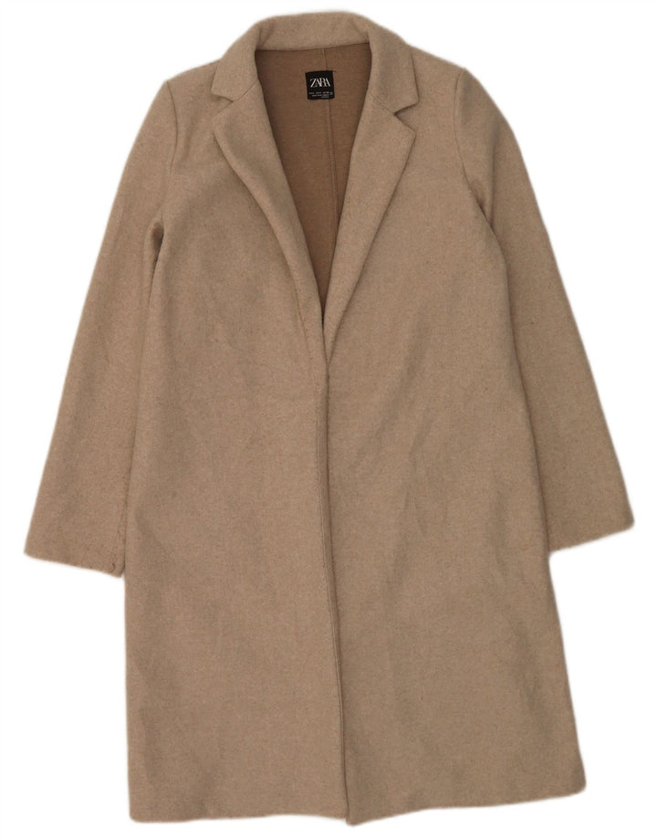 Zara Mujer Abrigo Abierto UK 10 Pequeño Poliéster Gris