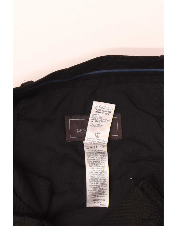 Marks & Spencer Pantalón de traje ajustado para hombre W34 L31 Poliéster negro