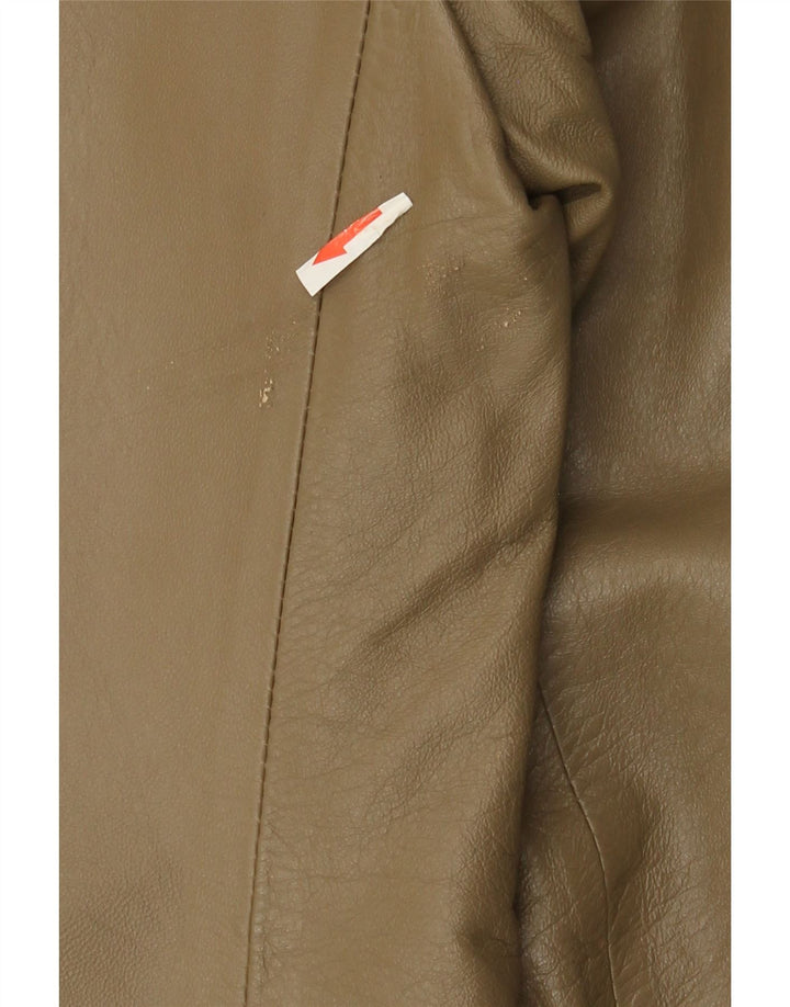 Vintage mujer chaqueta de cuero de gran tamaño IT 38 XS cuero caqui