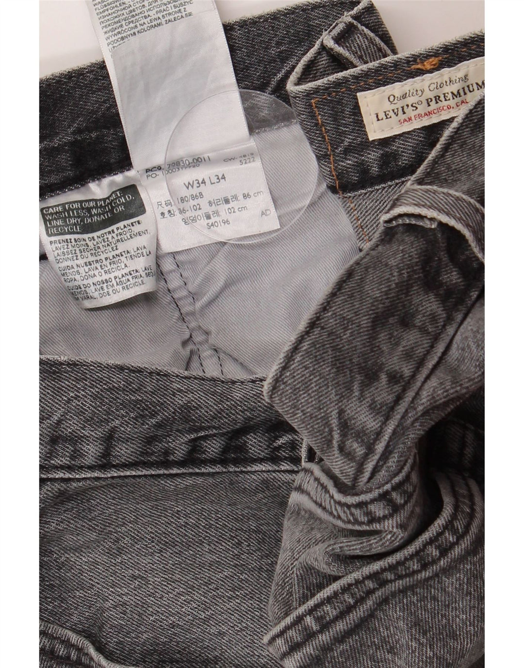 LEVI'S Jeans rectos 501 para hombre W34 L34 Algodón gris
