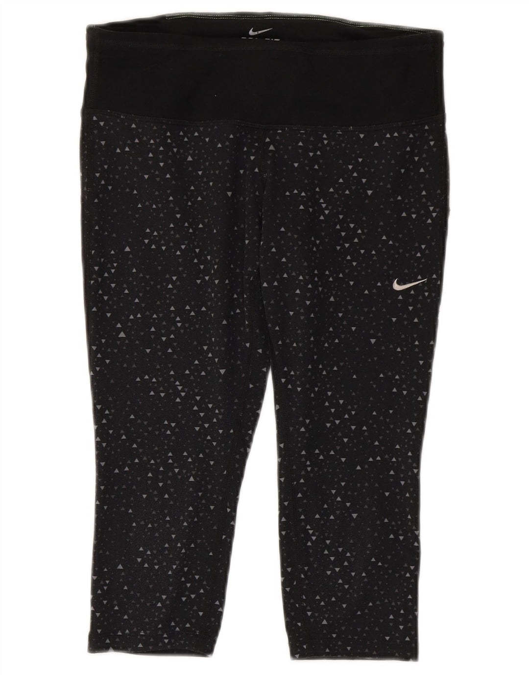 Nike Dri Fit Capri Leggings para mujer UK 10 Pequeño Negro Geométrico Poliéster