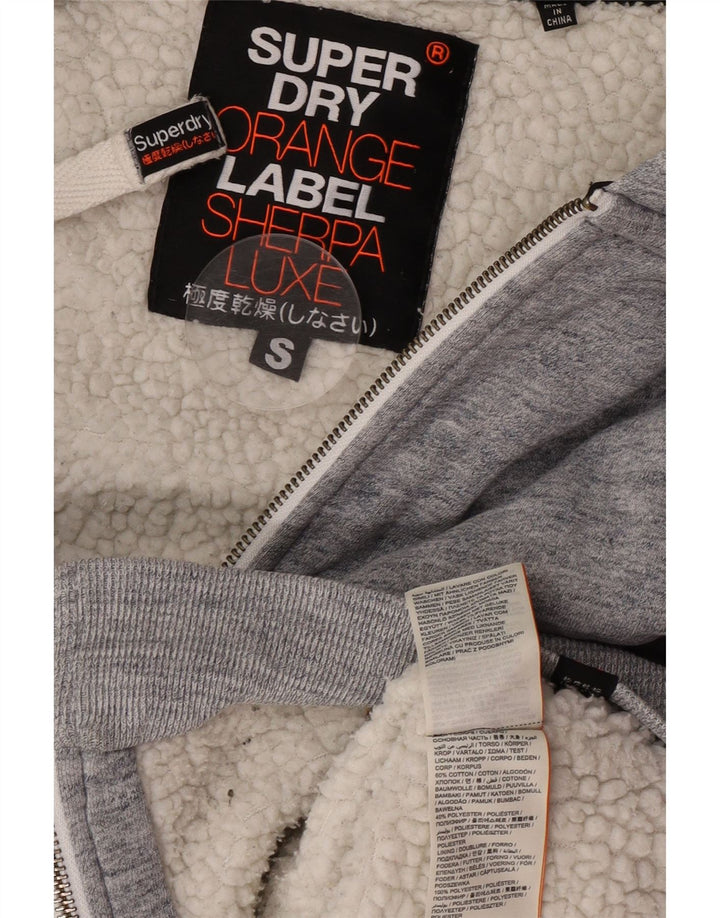 Superdry Sudadera con capucha y cremallera para hombre, talla pequeña, algodón gris