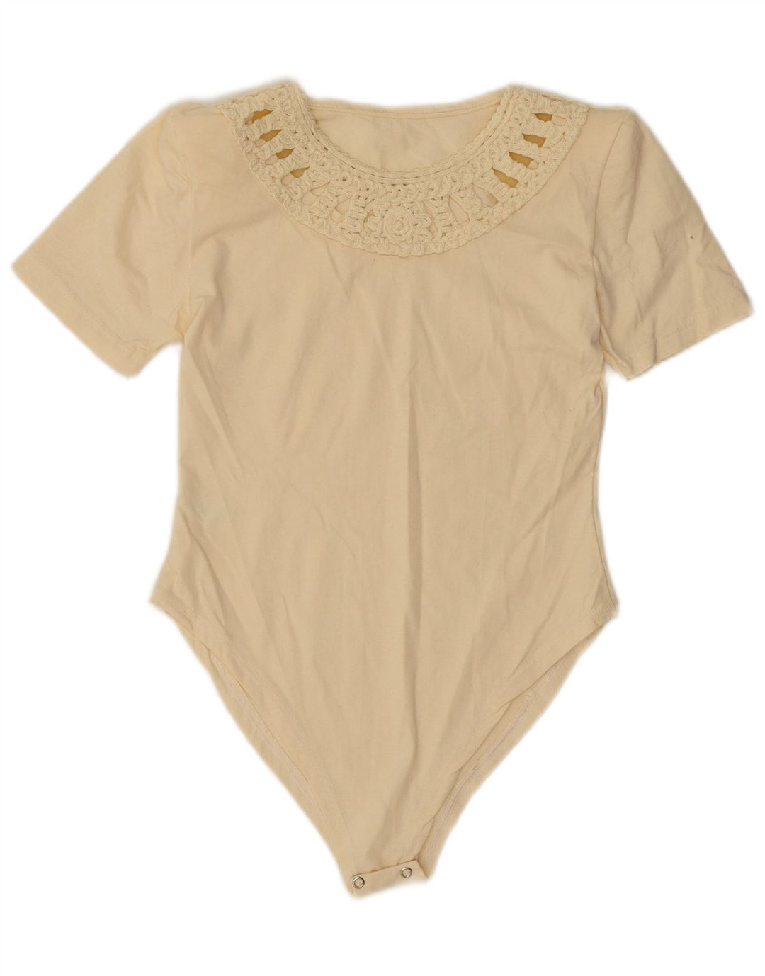 Vintage mujer body UK 10 pequeño algodón beige