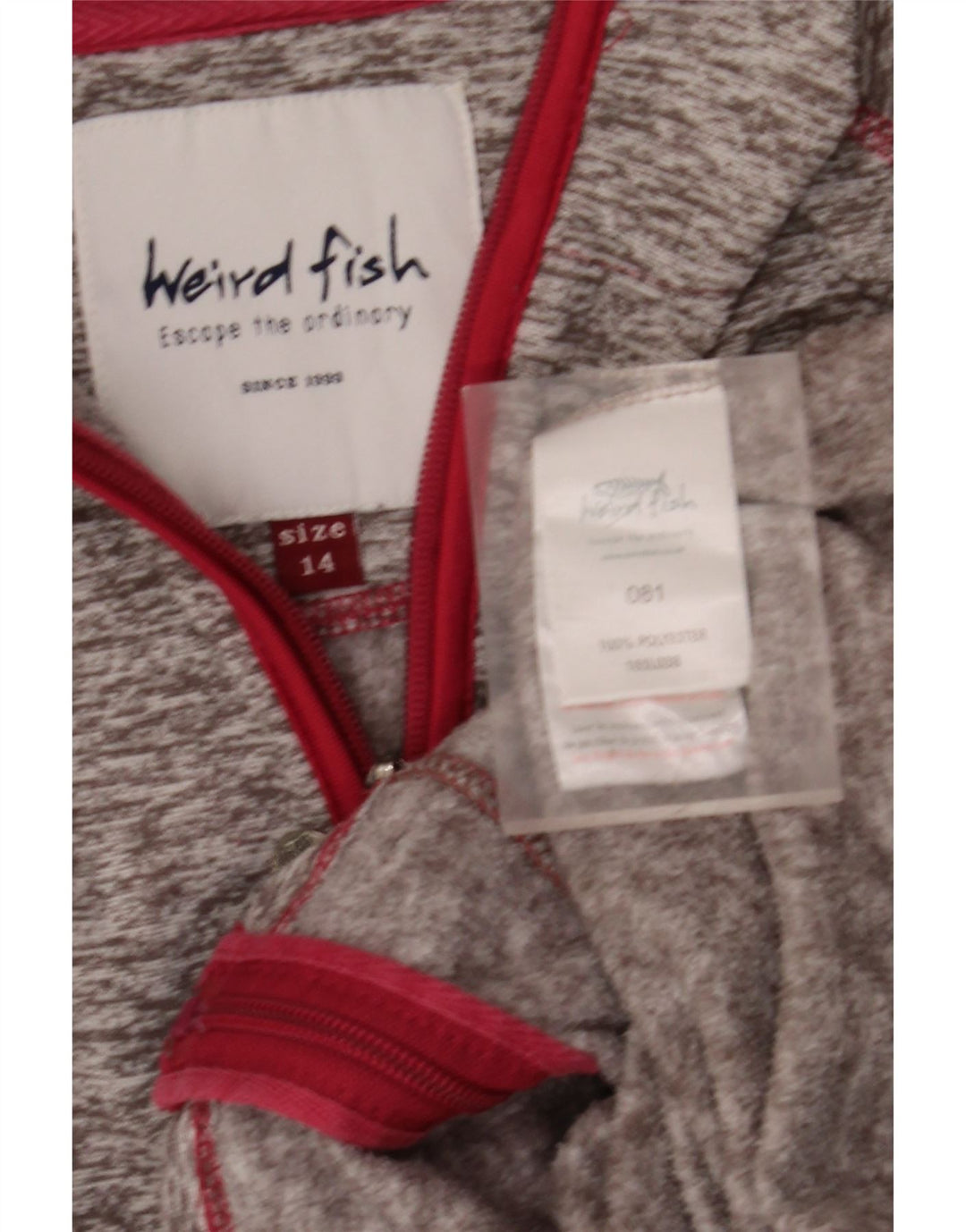 WEIRD FISH Suéter con capucha y cremallera para mujer UK 40 Grande Poliéster moteado gris