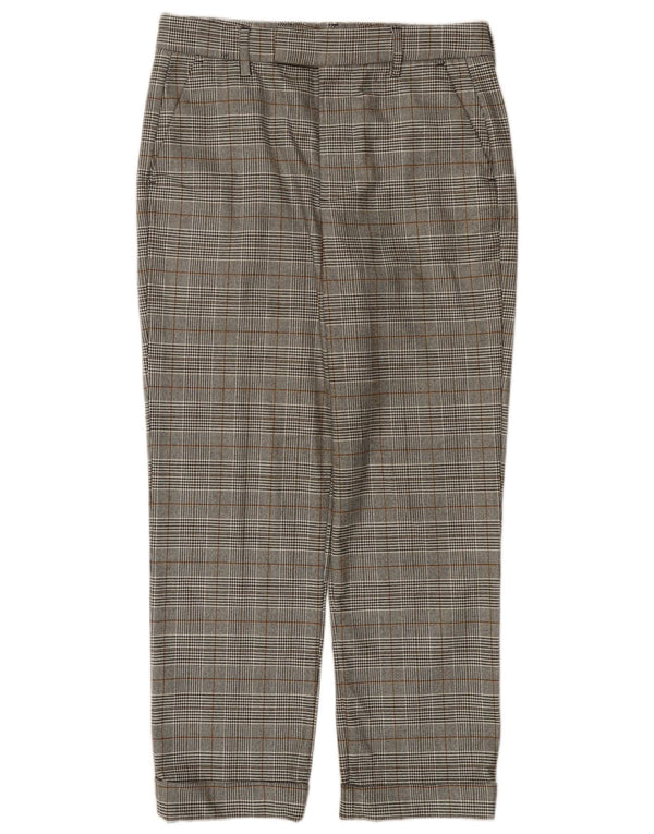 Zara Pantalón De Traje Recto De Cintura Alta Para Mujer EU 36 XS W26 L25 Cuadros Grises