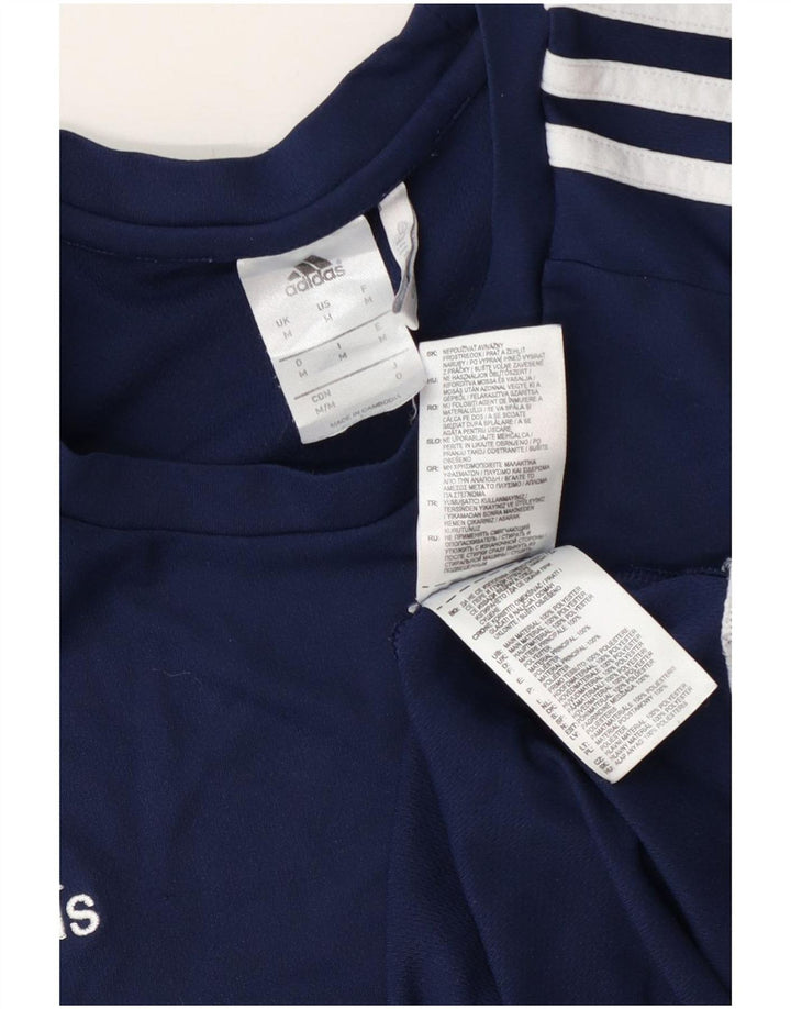 Adidas Hombre Climalite Camiseta Top Medio Azul Marino Colorblock Poliéster