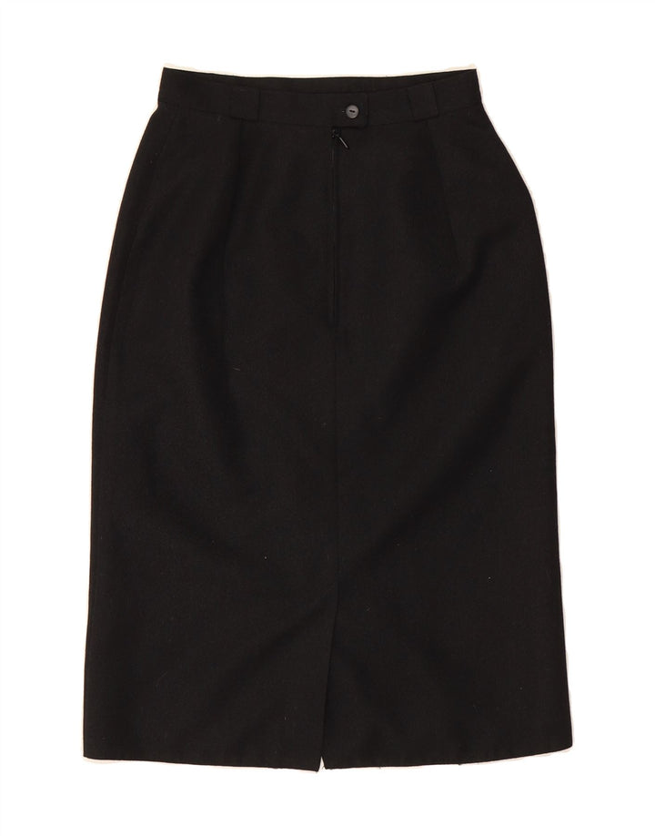 VINTAGE Womens Midi Skirt UK 12 Medium W28 Black Polyester Vintage Vintage and Second-Hand Vintage from Messina Hembry 