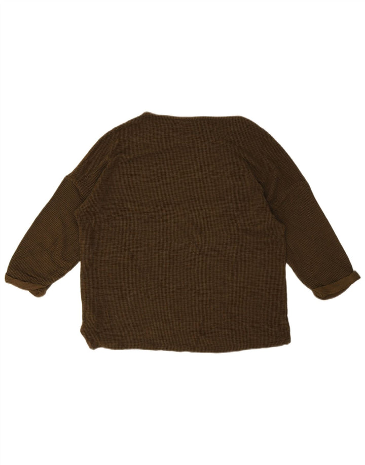 Zara Mujer Top Extragrande Manga 3/4 UK 10 Small Viscosa Marrón