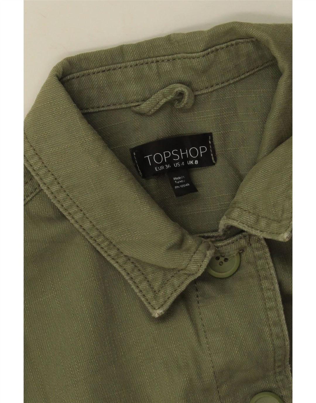 Topshop Chaqueta utilitaria para mujer UK 8 Small Khaki Cotton