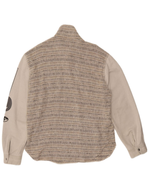 VINTAGE Chaqueta bomber gráfica para hombre Reino Unido 44 2XL Lana a rayas beige