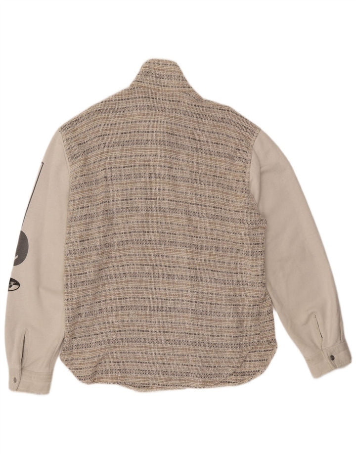 VINTAGE Chaqueta bomber gráfica para hombre Reino Unido 44 2XL Lana a rayas beige