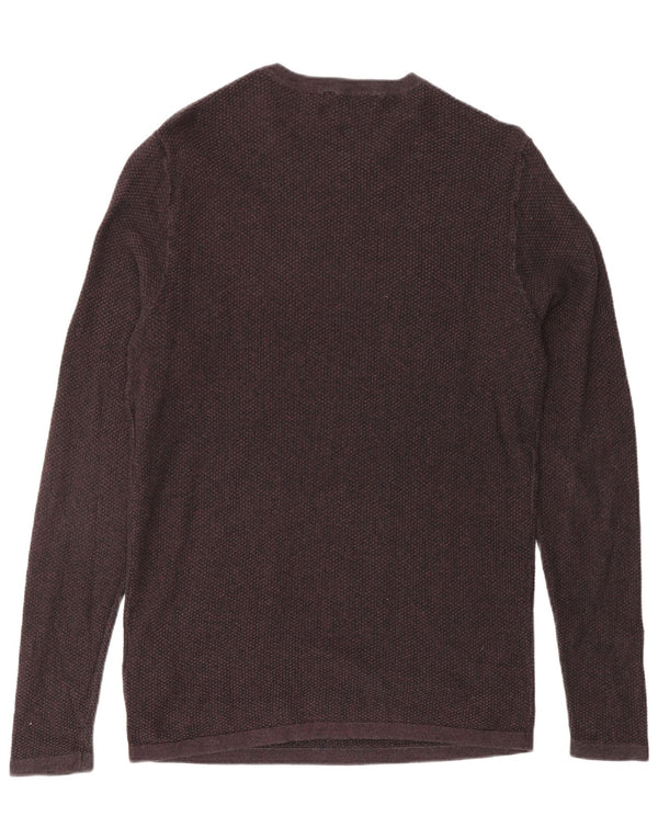 JACK & JONES Hombre Top Manga Larga Small Borgoña Algodón