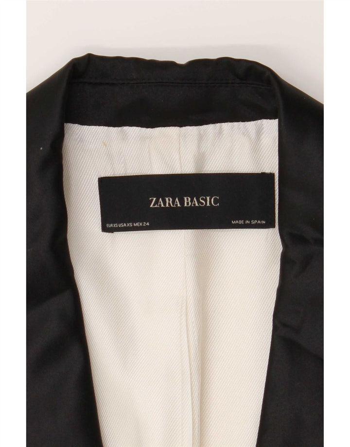 Zara Mujer Chaqueta Blazer De 2 Botones UK 6 XS Poliéster Color Block Blanco