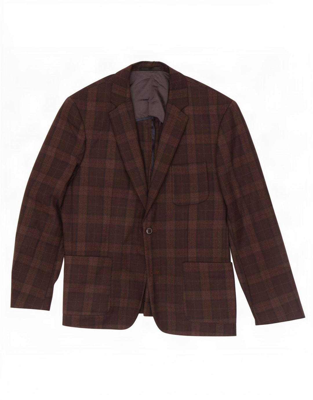 Mauro Grifoni Chaqueta tipo blazer con 1 botón para hombre IT 50 Large Lana a cuadros marrón