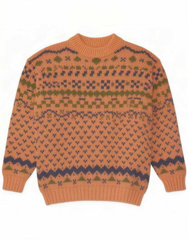 Chambers Mens Crew Neck Jumper Sweater Medium Pink Geometric
