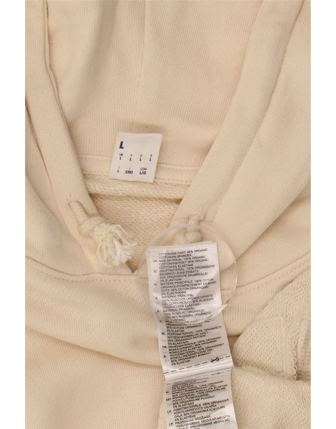 REEBOK Jersey con capucha extragrande para mujer Reino Unido 16 Grande Algodón blanco roto