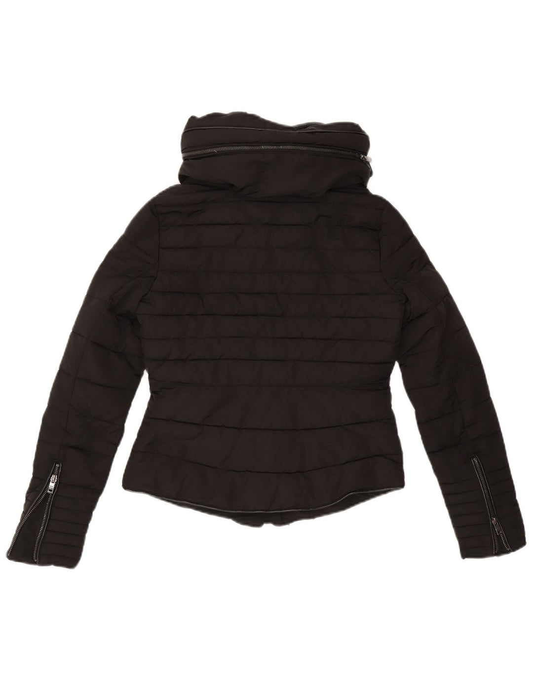 Zara Mujer Chaqueta Acolchada Con Capucha UK 6 XS Poliéster Negro