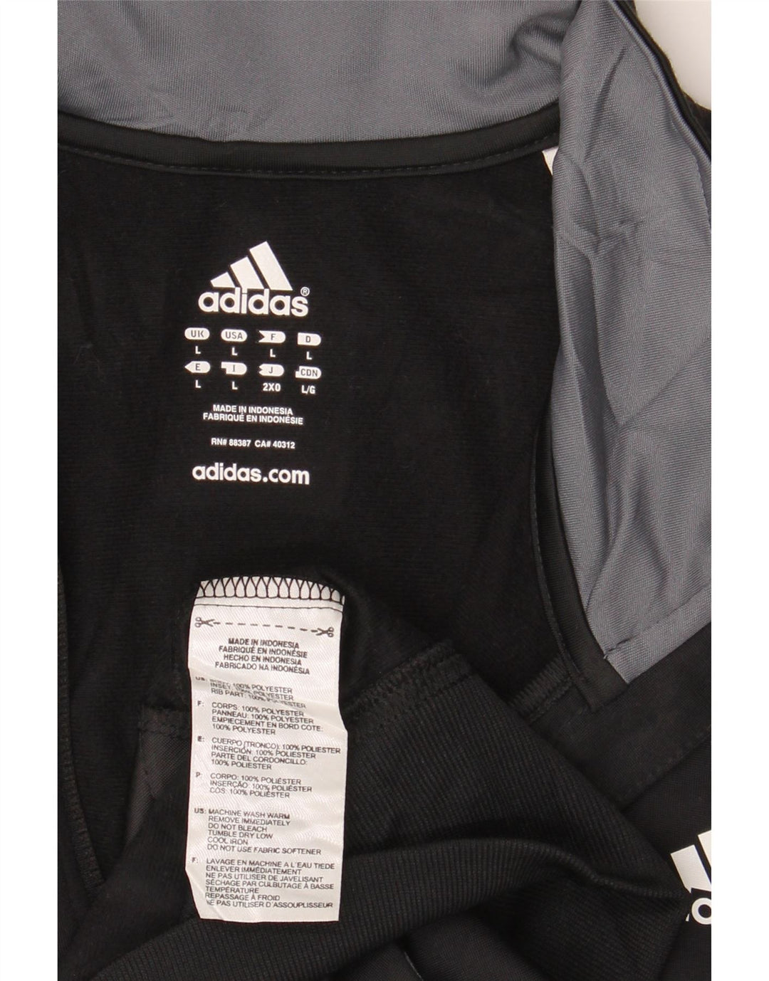 Adidas Hombre Chándal Top Chaqueta Grande Negro Colorblock Poliéster