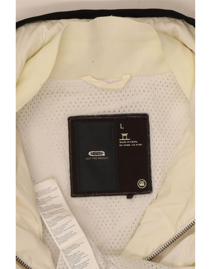 G-STAR Chaqueta impermeable con capucha para mujer, talla 40, talla grande, poliamida blanca